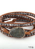 Boho Bracelet, RH 5 Layers Leather Wrap Bracelet, Natural Stones, Navy Lapis